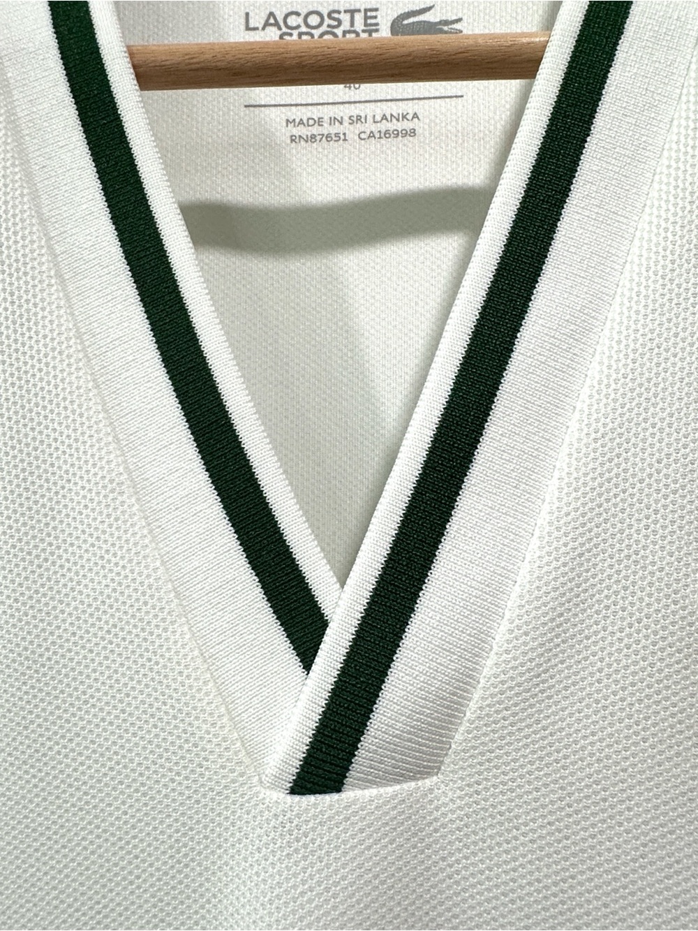 Lacoste White Tennis Dress with Green Trim and Dark Green Shorts set - Picture 4 of 13